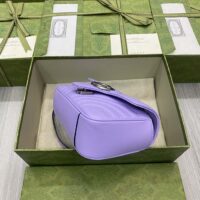 Gucci Women GG Marmont Small Shoulder Bag Lilac Matelassé Chevron Heart Double G (1)