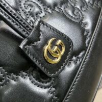 Gucci Women GG Matelassé Bucket Bag Black Leather Double G (10)