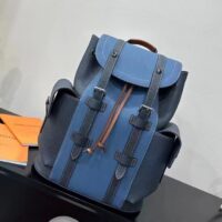 Louis Vuitton LV Unisex Christopher MM Backpack Denim Blue Navy Taurillon Leather (3)