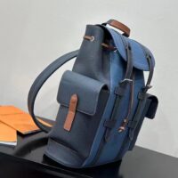 Louis Vuitton LV Unisex Christopher MM Backpack Denim Blue Navy Taurillon Leather (3)