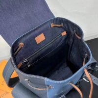 Louis Vuitton LV Unisex Christopher MM Backpack Denim Blue Navy Taurillon Leather (3)