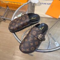 Louis Vuitton LV Unisex Cosy Flat Comfort Clog Cacao Brown Patent Monogram Canvas (10)