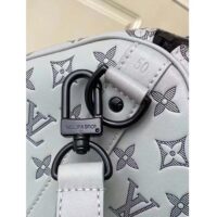 Louis Vuitton LV Unisex Keepall Bandoulière 50 Bag Anthracite Gray Monogram Shadow Calf Leather (4)