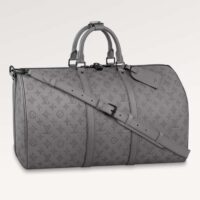 Louis Vuitton LV Unisex Keepall Bandoulière 50 Bag Anthracite Gray Monogram Shadow Calf Leather (4)