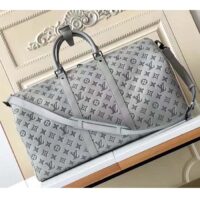 Louis Vuitton LV Unisex Keepall Bandoulière 50 Bag Anthracite Gray Monogram Shadow Calf Leather (4)