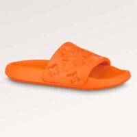 Louis Vuitton LV Unisex Waterfront Mule Orange Monogram Embossed Rubber Waterproof (10)