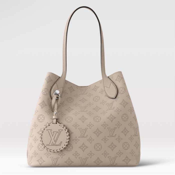 Louis Vuitton LV Women Blossom MM Tote Bag Beige Mahina Perforated Calfskin Leather