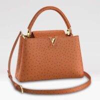 Louis Vuitton LV Women Capucines BB Orange Menthe Mint Ostrich Leather Monogram Flower