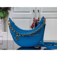 Louis Vuitton LV Women Loop Half-Moon Baguette Bag Blue Calfskin Monogram Flowers (1)