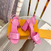 Louis Vuitton LV Women Shake Sandal Pink Patent Calf Leather 9.5 Cm Heel (5)