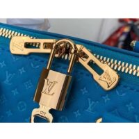 Louis Vuitton Women LV Speedy Bandouliere 20 Handbag Blue Calfskin Double Zip (9)