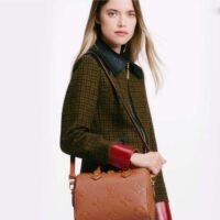 Louis Vuitton Women Speedy Bandoulière 25 Handbag Cognac Brown Embossed Grained Cowhide Leather (10)