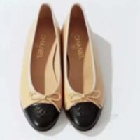 Chanel Women Ballerina Calfskin Leather Sandy Black Ballet Shoes (8)