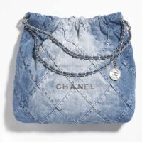 Chanel Women CC 22 Handbag Washed Denim Silver-Tone Metal Light Blue (1)