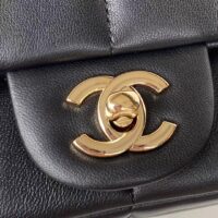 Chanel Women CC Small Flap Bag Grained Calfskin Gold Tone Metal Black (8)