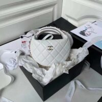 Chanel Women CC Small Flap Hobo Bag Grained Calfskin Gold Tone Metal White (2)