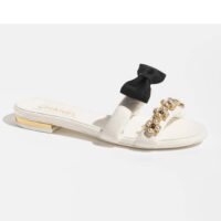 Chanel Women Mules Lambskin White Black 1.5 Cm Heel (1)