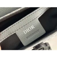 Dior Unisex CD Saddle Pouch Strap Black Grey Oblique Jacquard Grained Calfskin (7)