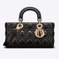 Dior Women CD Medium Lady D-Joy Bag Black Cannage Lambskin (5)