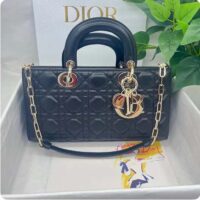 Dior Women CD Medium Lady D-Joy Bag Black Cannage Lambskin (5)