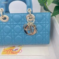 Dior Women CD Medium Lady D-Joy Bag Horizon Blue Cannage Lambskin (4)