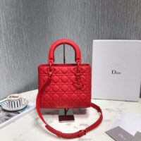 Dior Women CD Medium Lady Dior Bag Cherry Red Cannage Lambskin (1)