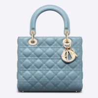 Dior Women CD Medium Lady Dior Bag Horizon Blue Cannage Lambskin (1)