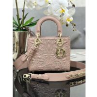 Dior Women CD Small Lady Dior My ABCDior Bag Pink Quilted-Effect Lambskin (4)