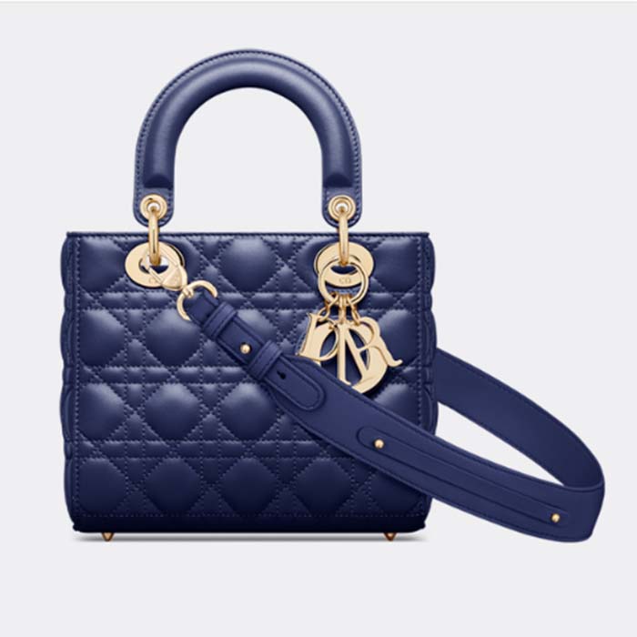 Dior Women Small Lady Dior My Abcdior Bag Royal Blue Cannage Lambskin