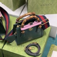 Gucci GG Women Diana Mini Tote Bag Green Leather Double G (3)