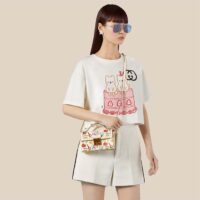 Gucci Unisex Animal Print MIni Bag Beige Ebony GG Supreme Canvas (1)