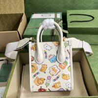 Gucci Unisex Animal Print Mini Tote Bag Beige Ebony GG Supreme Canvas (3)