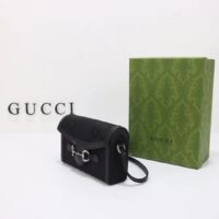 Gucci Unisex GG Horsebit 1955 Jumbo GG Mini Bag Black Canvas (1)