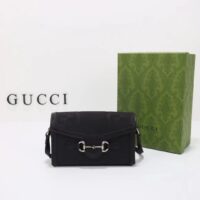 Gucci Unisex GG Horsebit 1955 Jumbo GG Mini Bag Black Canvas (1)