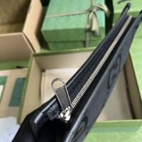 Gucci Unisex Jumbo GG Medium Messenger Bag Black Canvas Zip Closure (1)