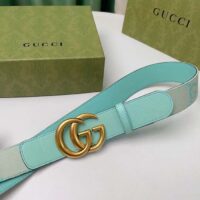 Gucci Unisex Marmont Jumbo GG Belt Beige Mint Canvas Double G (10)