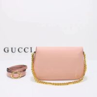 Gucci Women GG Blondie Shoulder Bag Light Pink Leather Round Interlocking G (11)