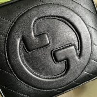 Gucci Women GG Blondie Top Handle Bag Black Leather Round Interlocking G (2)