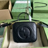 Gucci Women GG Blondie Top Handle Bag Black Leather Round Interlocking G (2)