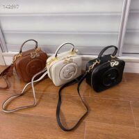 Gucci Women GG Blondie Top Handle Bag Cuir Leather Round Interlocking G (13)