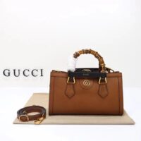 Gucci Women GG Diana Small Shoulder Bag Brown Leather Double G (12)
