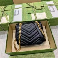 Gucci Women GG Marmont Matelassé Mini Shoulder Bag Black Chevron Leather (9)