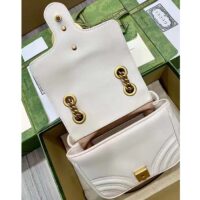 Gucci Women GG Marmont Matelassé Mini Shoulder Bag White Chevron Leather (9)