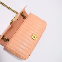 Gucci Women GG Marmont Small Shoulder Bag Peach Matelassé Round Vertical Matelassé Leather (11)