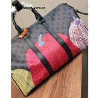 Louis Vuitton LV Unisex LV x YK Keepall 55 Monogram Coated Canvas Colorful Pumpkin Print (1)