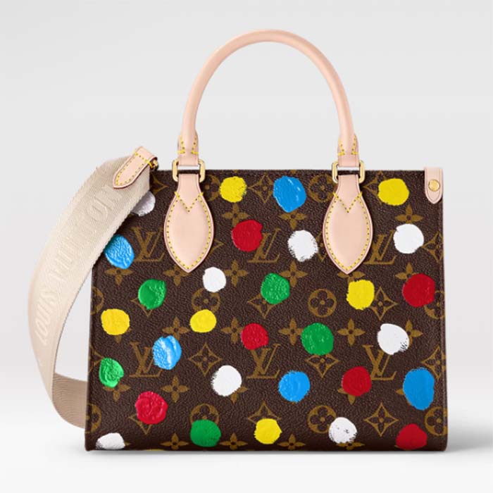 Louis Vuitton LV Women LV x YK OnTheGo PM​ Monogram Coated Canvas 3D Painted Dots Print