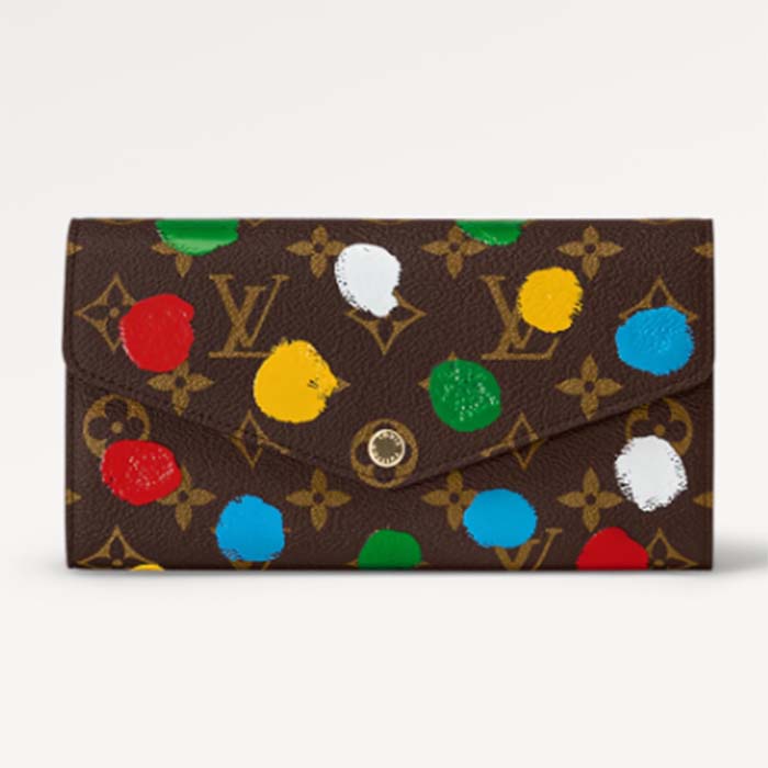 Louis Vuitton Unisex LV x YK Sarah Wallet Monogram Coated Canvas 3D Painted Dots Print