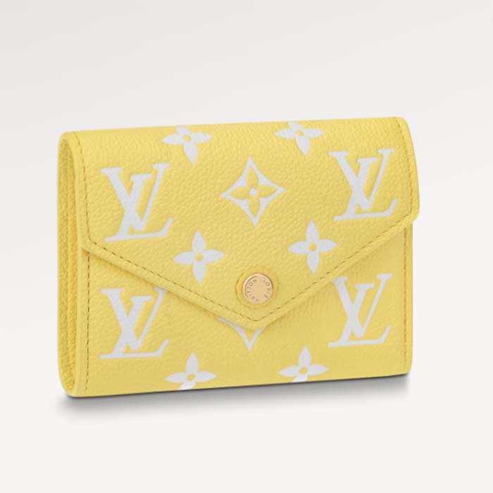 Louis Vuitton Unisex Victorine Wallet Lemon Yellow Monogram Empreinte Embossed Supple Grained Cowhide