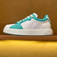 Louis Vuitton Women LV Time Out Sneaker Blue Calf Leather Colored Monogram Flowers (8)