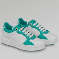 Louis Vuitton Women LV Time Out Sneaker Blue Calf Leather Colored Monogram Flowers (8)